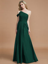 Charming One Shoulder Chiffon Sleeveless Bridesmaid Dresses-Ballbella