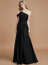 Charming One Shoulder Chiffon Sleeveless Bridesmaid Dresses-Ballbella