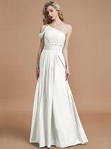 Charming One Shoulder Chiffon Sleeveless Bridesmaid Dresses-Ballbella