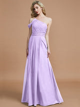 Charming One Shoulder Chiffon Sleeveless Bridesmaid Dresses-Ballbella