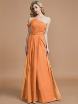 Charming One Shoulder Chiffon Sleeveless Bridesmaid Dresses-Ballbella