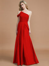 Charming One Shoulder Chiffon Sleeveless Bridesmaid Dresses-Ballbella