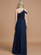 Charming One Shoulder Chiffon Sleeveless Bridesmaid Dresses-Ballbella