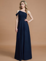Charming One Shoulder Chiffon Sleeveless Bridesmaid Dresses-Ballbella