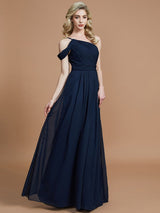 Charming One Shoulder Chiffon Sleeveless Bridesmaid Dresses-Ballbella
