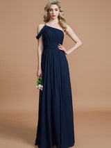 Charming One Shoulder Chiffon Sleeveless Bridesmaid Dresses-Ballbella