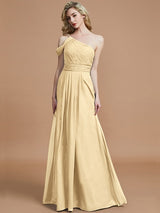 Charming One Shoulder Chiffon Sleeveless Bridesmaid Dresses-Ballbella