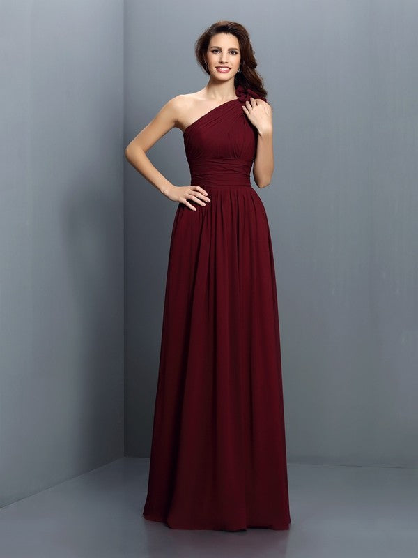 Charming One Shoulder Pleats Sleeveless Long Chiffon Bridesmaid Dresses Charming One Shoulder Pleats Sleeveless Long Chiffon Bridesmaid Dresses