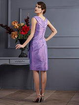 Charming Sleeveless Applique Short Taffeta Bridesmaid Dresses-Ballbella