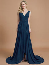 Charming Sleeveless V-neck Chiffon Bridesmaid Dresses-Ballbella