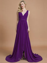 Charming Sleeveless V-neck Chiffon Bridesmaid Dresses-Ballbella