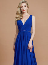 Charming Sleeveless V-neck Chiffon Bridesmaid Dresses-Ballbella