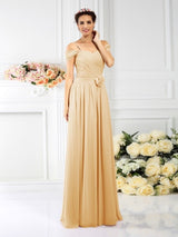 Charming Spaghetti Straps Pleats Sleeveless Long Chiffon Bridesmaid Dresses-Ballbella