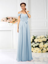 Charming Spaghetti Straps Pleats Sleeveless Long Chiffon Bridesmaid Dresses-Ballbella