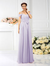 Charming Spaghetti Straps Pleats Sleeveless Long Chiffon Bridesmaid Dresses-Ballbella