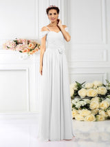 Charming Spaghetti Straps Pleats Sleeveless Long Chiffon Bridesmaid Dresses-Ballbella