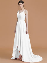 Charming Spaghetti Straps Sleeveless Asymmetrical Ruffles Chiffon Bridesmaid Dresses-Ballbella