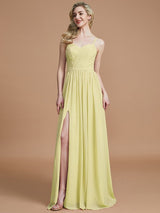 Charming Spaghetti Straps Sleeveless Ruched Chiffon Bridesmaid Dresses-Ballbella