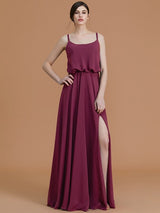 Charming Spaghetti Straps Sleeveless Ruffles Chiffon Bridesmaid Dresses-Ballbella