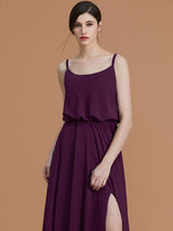 Charming Spaghetti Straps Sleeveless Ruffles Chiffon Bridesmaid Dresses-Ballbella