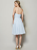 Charming Strapless Sleeveless Hand-Made Flower Short Chiffon Bridesmaid Dresses-Ballbella
