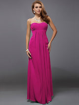 Charming Strapless Sleeveless Ruffles Long Chiffon Bridesmaid Dresses-Ballbella