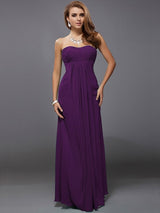 Charming Strapless Sleeveless Ruffles Long Chiffon Bridesmaid Dresses-Ballbella