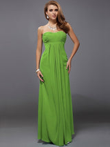 Charming Strapless Sleeveless Ruffles Long Chiffon Bridesmaid Dresses-Ballbella