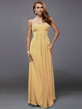 Charming Strapless Sleeveless Ruffles Long Chiffon Bridesmaid Dresses-Ballbella
