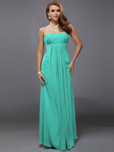 Charming Strapless Sleeveless Ruffles Long Chiffon Bridesmaid Dresses-Ballbella