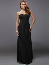 Charming Strapless Sleeveless Ruffles Long Chiffon Bridesmaid Dresses-Ballbella