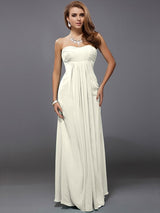 Charming Strapless Sleeveless Ruffles Long Chiffon Bridesmaid Dresses-Ballbella