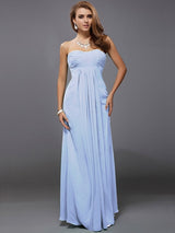 Charming Strapless Sleeveless Ruffles Long Chiffon Bridesmaid Dresses-Ballbella