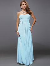 Charming Strapless Sleeveless Ruffles Long Chiffon Bridesmaid Dresses-Ballbella