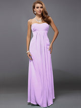 Charming Strapless Sleeveless Ruffles Long Chiffon Bridesmaid Dresses-Ballbella