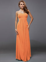 Charming Strapless Sleeveless Ruffles Long Chiffon Bridesmaid Dresses-Ballbella