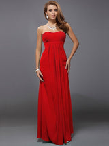 Charming Strapless Sleeveless Ruffles Long Chiffon Bridesmaid Dresses-Ballbella