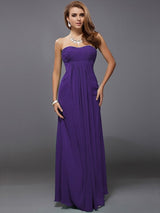 Charming Strapless Sleeveless Ruffles Long Chiffon Bridesmaid Dresses-Ballbella