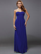 Charming Strapless Sleeveless Ruffles Long Chiffon Bridesmaid Dresses-Ballbella