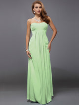 Charming Strapless Sleeveless Ruffles Long Chiffon Bridesmaid Dresses-Ballbella