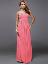 Charming Strapless Sleeveless Ruffles Long Chiffon Bridesmaid Dresses-Ballbella