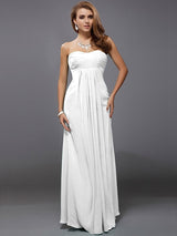 Charming Strapless Sleeveless Ruffles Long Chiffon Bridesmaid Dresses-Ballbella