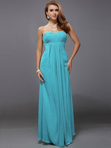 Charming Strapless Sleeveless Ruffles Long Chiffon Bridesmaid Dresses-Ballbella