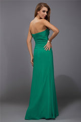 Charming Strapless Sleeveless Ruffles Long Chiffon Bridesmaid Dresses-Ballbella