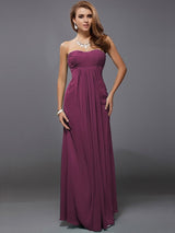 Charming Strapless Sleeveless Ruffles Long Chiffon Bridesmaid Dresses-Ballbella