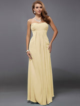 Charming Strapless Sleeveless Ruffles Long Chiffon Bridesmaid Dresses-Ballbella