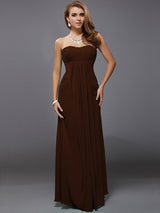 Charming Strapless Sleeveless Ruffles Long Chiffon Bridesmaid Dresses-Ballbella