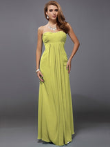 Charming Strapless Sleeveless Ruffles Long Chiffon Bridesmaid Dresses-Ballbella