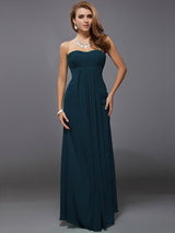Charming Strapless Sleeveless Ruffles Long Chiffon Bridesmaid Dresses-Ballbella