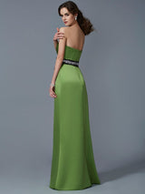 Charming Strapless Sleeveless Sash/Ribbon/Belt Long Satin Bridesmaid Dresses-Ballbella